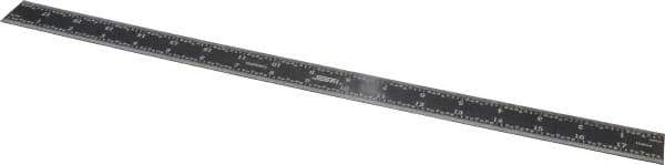SPI - 18" Long, 1/64, 1/32" and 0.5, 1mm Graduation, Rigid Steel Rule - English/Metric Graduation Style, 1-1/8" Wide, Black, Black Chrome Finish - USA Tool & Supply
