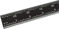 SPI - 24" Long, 1/64, 1/50, 1/32, 1/10" Graduation, Rigid Steel Rule - 3R Graduation Style, 1-1/8" Wide, Black, Black Chrome Finish - USA Tool & Supply