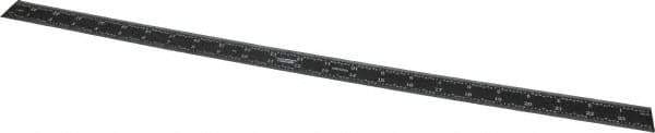 SPI - 24" Long, 1/100, 1/64, 1/32, 1/10" Graduation, Rigid Steel Rule - 5R Graduation Style, 1-1/8" Wide, Black, Black Chrome Finish - USA Tool & Supply