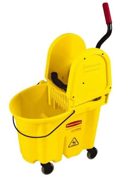 Rubbermaid - 35 Qt Plastic Bucket & Wringer - 20.1" Long x 36-1/2" High x 15.7" Wide, Yellow - USA Tool & Supply