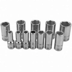SK - 1/4" Drive Semi-Deep Socket Set - 5 to 15mm, Metric Measurement Standard - USA Tool & Supply