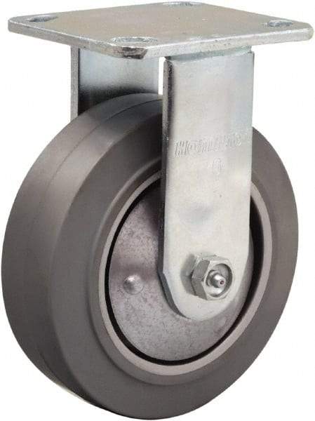 Hamilton - 6" Diam x 2" Wide x 7-1/2" OAH Top Plate Mount Rigid Caster - Rubber Mold on Aluminum, 410 Lb Capacity, Straight Roller Bearing, 4 x 4-1/2" Plate - USA Tool & Supply