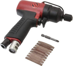 Chicago Pneumatic - 1/4" Bit Holder, 5,600 RPM, Pistol Grip Handle Air Screwdriver - 4.4 to 30 Ft/Lb Torque, 1/4 NPT Inlet, 6.8 CFM - USA Tool & Supply