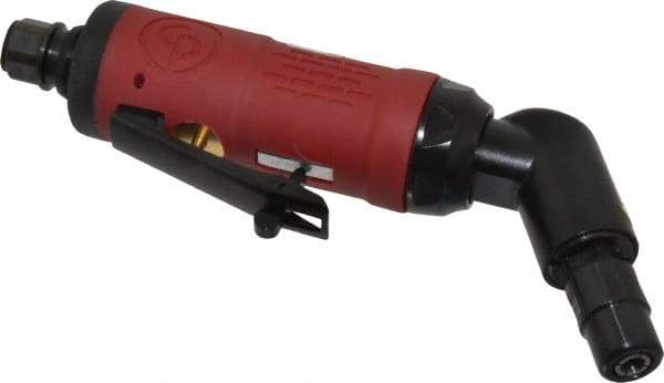 Chicago Pneumatic - 1/4" Collet, Angle Handle, Angle Air Die Grinder - 23,000 RPM, Rear Exhaust, 8 CFM, 0.28 hp, 6.21 bar, 1/4" Inlet - USA Tool & Supply