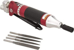 Chicago Pneumatic - 6 CFM Air Consumption, 7/32 Inch Long Stroke Flat, Half Round, Round and Triangular Air Files - 12,000 Blow per Minute, 1/4 Inch Inlet - USA Tool & Supply