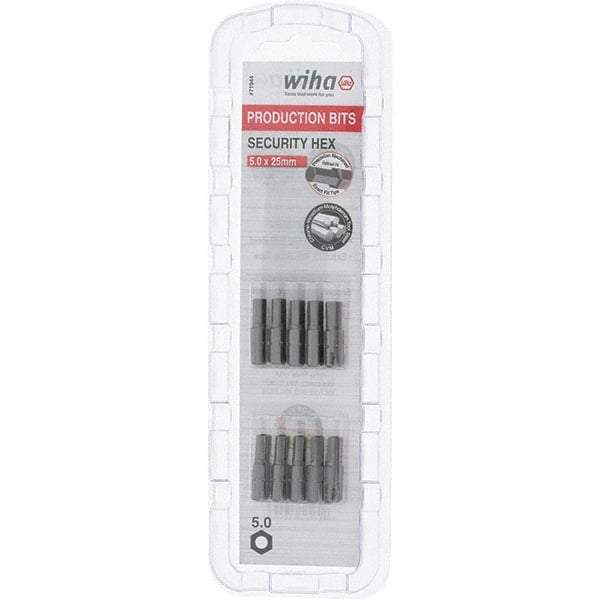 Wiha - 5mm Hex Screwdriver Bit - 1/4" Drive, 1" OAL - USA Tool & Supply