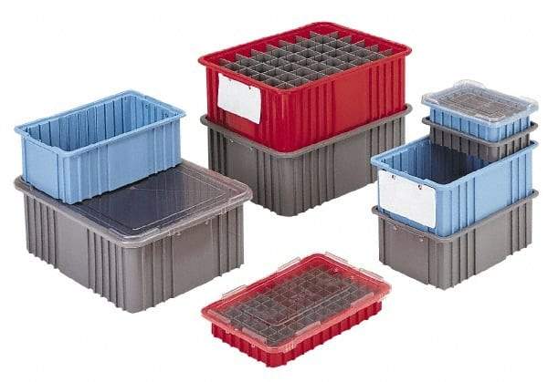 LEWISBins+ - 0.16 Cu Ft, 40 Lb Load Capacity Gray Polyethylene Dividable Container - Stacking, 16-1/2" Long x 10.9" Wide x 2-1/2" High - USA Tool & Supply
