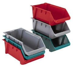 LEWISBins+ - 500 Lb. Load Capacity, 24-1/8" Deep, Red Polyethylene Hopper Stacking Bin - 8" High x 16-1/4" Wide x 24-1/8" Long - USA Tool & Supply