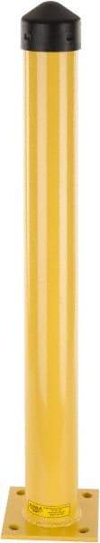 Eagle - 4-1/2" Diam x 42" High, Yellow Steel Bollard - 8" Wide x 8" Long Mounting Plate, 50 Lb - USA Tool & Supply