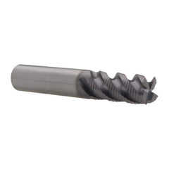 Value Collection - 1/2" Diam, Fine Pitch, 1" LOC, 4 Flute Solid Carbide Roughing Square End Mill - Uncoated, 3" OAL, 1/2" Shank Diam, Single End, 45° Helix - USA Tool & Supply