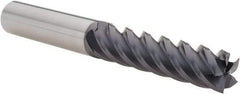 Value Collection - 1/2", 2" LOC, 1/2" Shank Diam, 4" OAL, 5 Flute, Solid Carbide Square End Mill - Single End, TiAlN Finish, Spiral Flute, 45° Helix, Right Hand Cut, Right Hand Flute - USA Tool & Supply