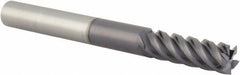 Value Collection - 1/4", 3/4" LOC, 1/4" Shank Diam, 2-1/2" OAL, 5 Flute, Solid Carbide Square End Mill - Single End, TiAlN Finish, Spiral Flute, 45° Helix, Right Hand Cut, Right Hand Flute - USA Tool & Supply