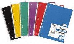 Mead - 100 Sheet, 8 x 10-1/2", Wide Ruled Spiral Bound Notebook - Assorted Colors - USA Tool & Supply