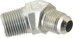 Parker - 3/8" Tube OD, 37° Steel Flared Tube Male 45° Elbow - 3/8 NPTF, Flare x MNPTF Ends - USA Tool & Supply