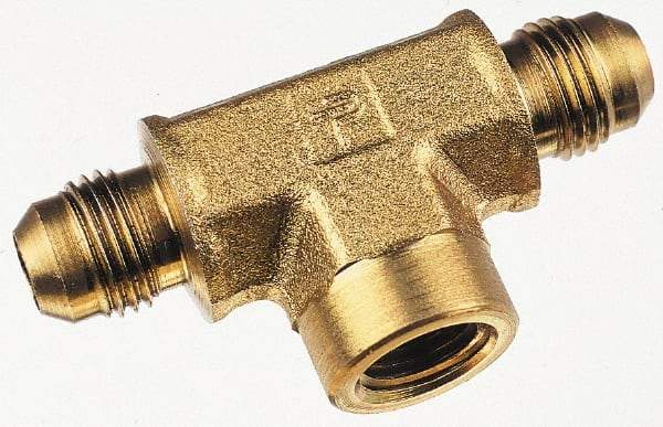 Parker - 3/4" Tube OD, 37° Steel Flared Tube Female Branch Tee - 3/4 NPTF, Flare x FNPTF Ends - USA Tool & Supply