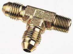 Parker - 3/4" Tube OD, 37° Steel Flared Tube Male Run Tee - 3/4 NPTF, Flare x MNPTF Ends - USA Tool & Supply