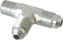 Parker - 1/4" Tube OD, 37° Steel Flared Tube Male Run Tee - 1/8 NPTF, Flare x MNPTF Ends - USA Tool & Supply
