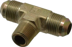 Parker - 1/2" Tube OD, 37° Steel Flared Tube Male Branch Tee - 3/8 NPTF, Flare x MNPTF Ends - USA Tool & Supply