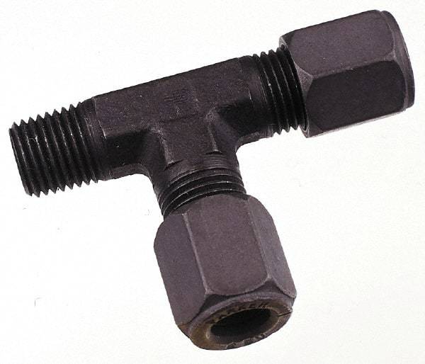 Parker - Metal Flareless Bite Tube Male Run Tee - 1/2 NPTF - USA Tool & Supply