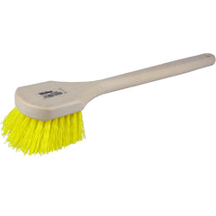 20″ Utility Scrub Brush, Yellow Polypropylene Fill, Long Handle, Foam Block - USA Tool & Supply
