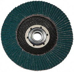 3M - 120 Grit, 7" Disc Diam, 5/8-11 Center Hole, Type 27 Zirconia Alumina Flap Disc - Cloth Backing, Arbor Attaching System, Coated - USA Tool & Supply