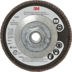 3M - 4-1/2" 60 Grit 5/8-11 Center Hole Type 29 Zirconia Alumina Flap Disc - USA Tool & Supply