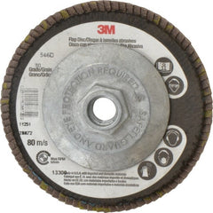 3M - 4-1/2" 80 Grit 5/8-11 Center Hole Type 29 Zirconia Alumina Flap Disc - USA Tool & Supply