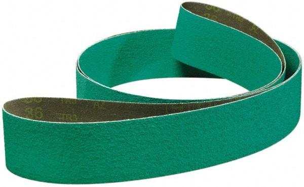 3M - 2-1/2" Wide x 60" OAL, 80 Grit, Zirconia Alumina Abrasive Belt - Zirconia Alumina, Medium, Coated, YF Weighted Cloth Backing, Series 577F - USA Tool & Supply