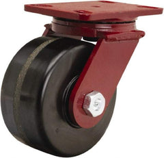 Hamilton - 6" Diam x 3" Wide x 7-1/2" OAH Top Plate Mount Swivel Caster - Phenolic, 2,000 Lb Capacity, Tapered Roller Bearing, 4-1/2 x 6-1/2" Plate - USA Tool & Supply
