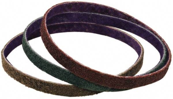 3M - 1/4" Wide x 24" OAL, Aluminum Oxide Abrasive Belt - Aluminum Oxide, Fine, Nonwoven - USA Tool & Supply