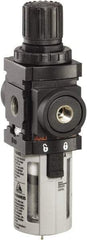 ARO/Ingersoll-Rand - 1/8" NPT Port Miniature 1 Piece Filter/Regulator FRL Unit - Polycarbonate Bowl, 43 SCFM, 150 Max psi, 6.2" High x 1.575" Long, Manual Drain - USA Tool & Supply
