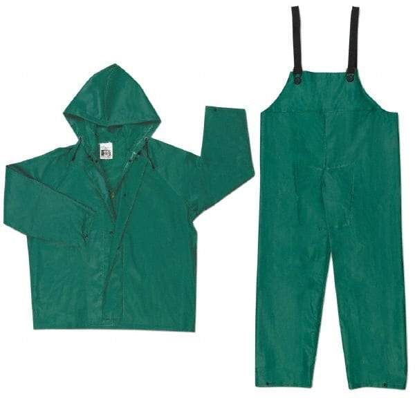 MCR Safety - Size 7XL, Green, Chemical, Rain Two Piece Suit - Attached Hood - USA Tool & Supply