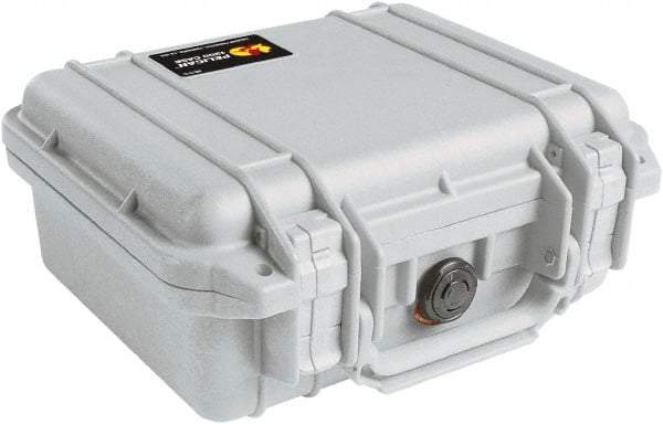 Pelican Products, Inc. - 9-11/16" Wide x 4-7/8" High, Clamshell Hard Case - Silver, Polyethylene - USA Tool & Supply