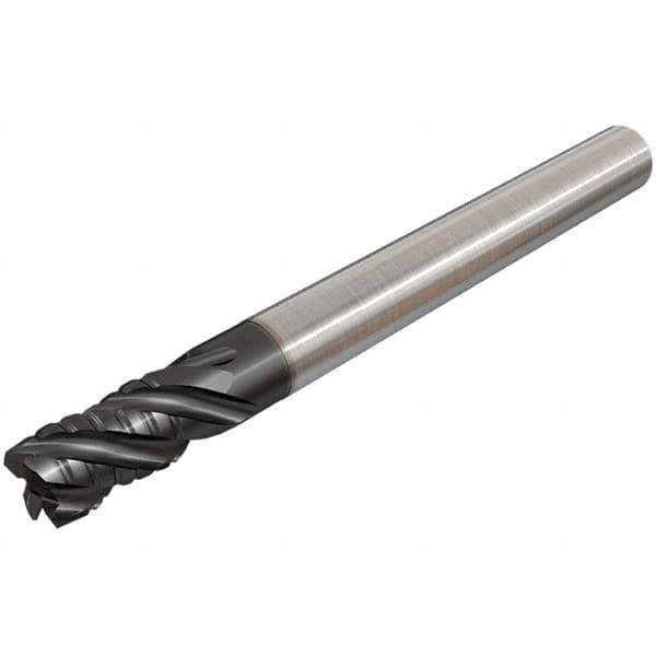 Iscar - 1" Diam, 2" LOC, 4 Flute Solid Carbide 45° Corner Chamfer Roughing End Mill - TiAlN Finish, 6" OAL, 1" Shank Diam, Single End, Extended Reach, 38° Helix - USA Tool & Supply