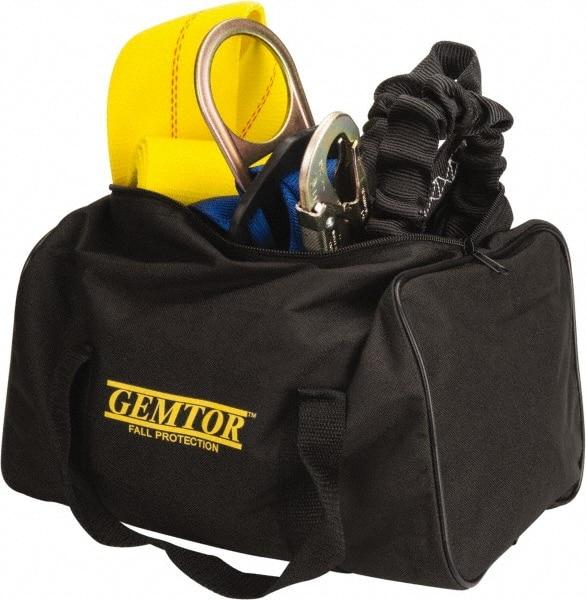 Gemtor - Universal Size, 310 Lb. Capacity, Polyester General Use Fall Protection Kit - Back D Ring, 6 Ft. Lanyard Long, Black - USA Tool & Supply