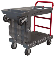 Rubbermaid - 750 Lb Capacity Structural Foam/Steel Platform Truck - Structural Foam Deck, 24-1/4" OAW, 65-7/8" Platform Length, Rubber Casters - USA Tool & Supply