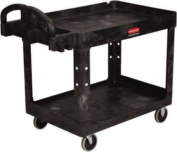 Rubbermaid - 500 Lb Capacity, 25" Wide x 43-7/8" Long x 32-3/4" High Standard Utility Cart - 2 Shelf, Plastic - USA Tool & Supply