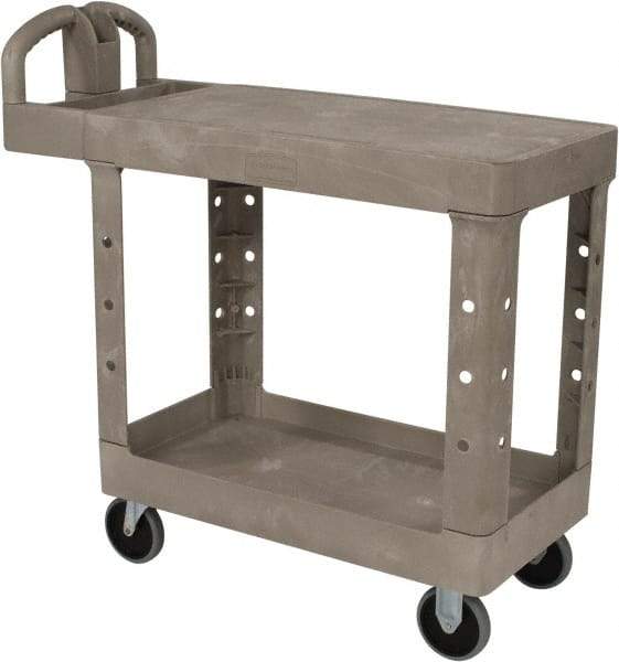 Rubbermaid - 500 Lb Capacity, 17" Wide x 38-3/8" Long x 32-1/4" High Standard Utility Cart - 2 Shelf, Plastic - USA Tool & Supply