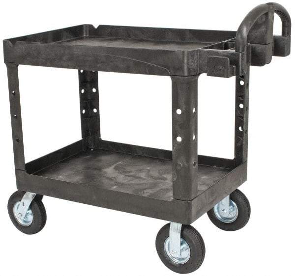 Rubbermaid - 500 Lb Capacity, 25" Wide x 43-7/8" Long x 35-3/4" High Standard Utility Cart - 2 Shelf, Plastic - USA Tool & Supply
