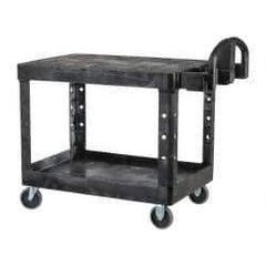 Rubbermaid - 500 Lb Capacity, 25" Wide x 43-7/8" Long x 32-1/4" High Standard Utility Cart - 2 Shelf, Plastic - USA Tool & Supply