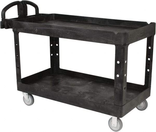 Rubbermaid - 750 Lb Capacity, 25" Wide x 53-5/8" Long x 32-3/4" High Standard Utility Cart - 2 Shelf, Plastic - USA Tool & Supply