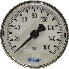 Wika - 2" Dial, 1/4 Thread, 0-160 Scale Range, Pressure Gauge - Center Back Connection Mount, Accurate to 3-2-3% of Scale - USA Tool & Supply