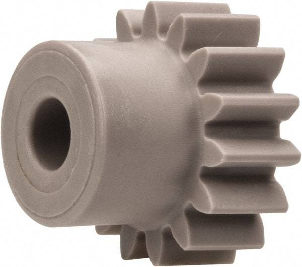 Made in USA - 24 Pitch, 5/8" Pitch Diam, 0.709" OD, 15 Tooth Spur Gear - 1/4" Face Width, 3/16" Bore Diam, 31/64" Hub Diam, 20° Pressure Angle, Acetal - USA Tool & Supply