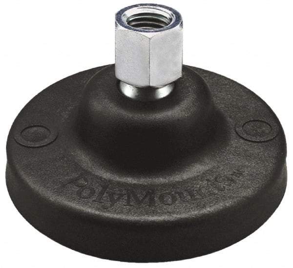 Gibraltar - 10000 Lb Capacity, 5/8-11 Thread, 2-1/4" OAL, Steel Stud, Tapped Pivotal Socket Mount Leveling Pad - 5" Base Diam, Nylon Pad, 7/8" Hex - USA Tool & Supply