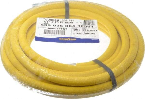 Continental ContiTech - 1/4" ID x 0.61" OD 25' Long Oil Resistant Air Hose - MNPT x MNPT Ends, 500 Working psi, -20 to 190°F, 1/4" Fitting, Yellow - USA Tool & Supply