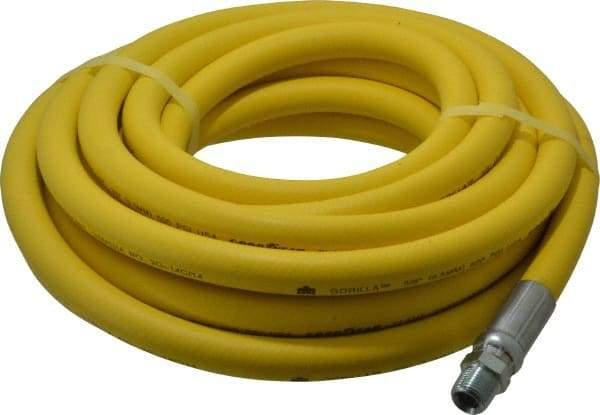 Continental ContiTech - 3/8" ID x 0.73" OD 25' Long Oil Resistant Air Hose - MNPT x MNPT Ends, 500 Working psi, -20 to 190°F, 3/8" Fitting, Yellow - USA Tool & Supply