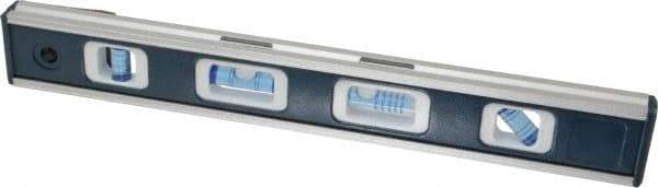 Empire Level - Magnetic 12" Long 4 Vial Torpedo Level - Aluminum, Silver, 1 45°, 1 Level, 1 Plumb & 1 Vari-Pitch Vials - USA Tool & Supply