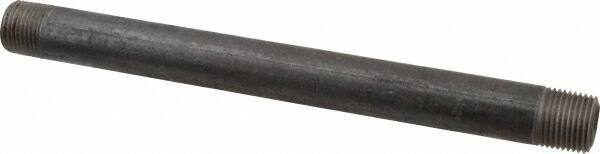 Made in USA - Schedule 80, 1/2" Diam x 9" Long Black Pipe Nipple - Threaded - USA Tool & Supply