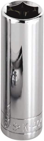 SK - 11/32", 1/4" Drive, Deep Hand Socket - 6 Points, Steel, Chrome Finish - USA Tool & Supply