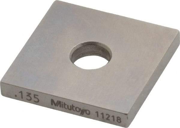 Mitutoyo - 0.135" Square Steel Gage Block - Accuracy Grade 0, Includes Certificate of Inspection - USA Tool & Supply